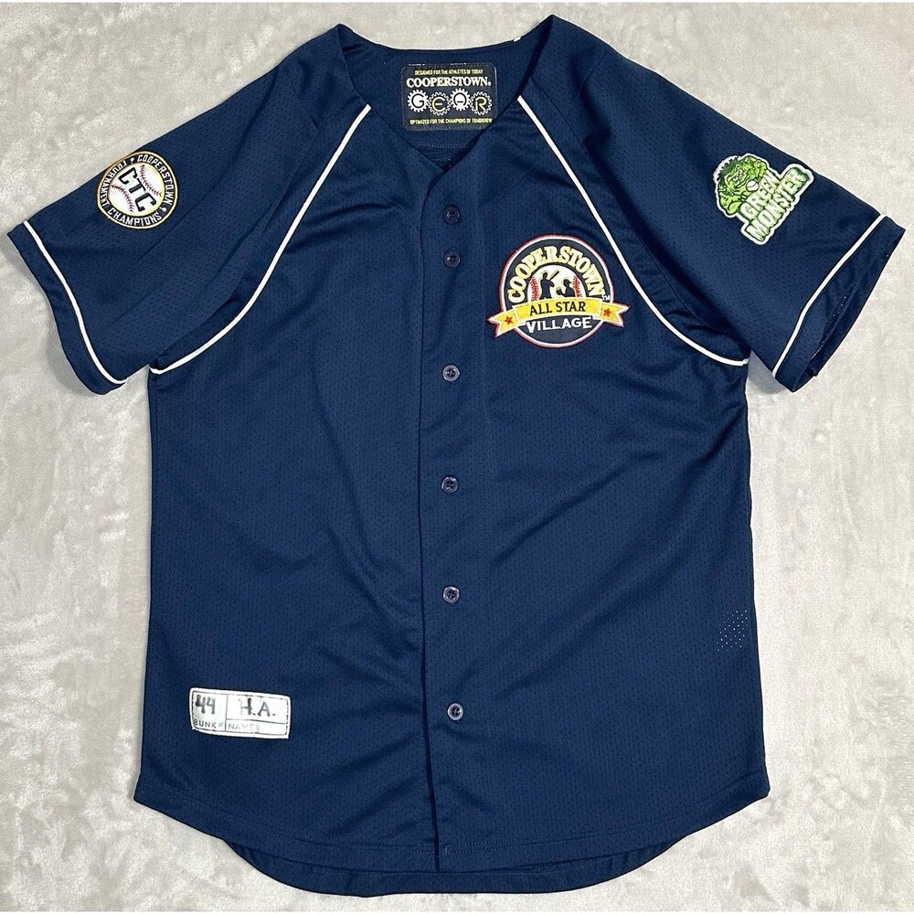 Cooperstown Gear Men's M All Star Village Baseball Jersey Blue #27 Green Monster